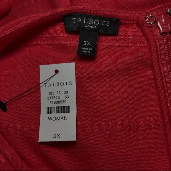 New Talbots Women’s 3X Short Sleeve A-Line Fit & Flare Stripe Dress Cotton Modal - Picture 5 of 7